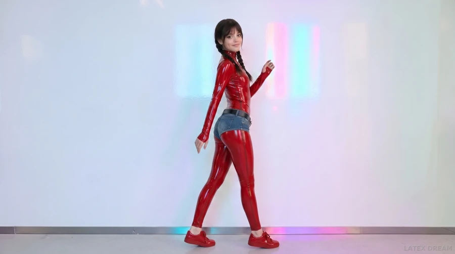 Mavi in neon dance latex, AI-generated fashion visual 2